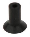 Preview: The image shows a small, black rubber connector. It has a cylindrical shape with a wider, flat base. The surface is smooth and shiny.