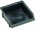 Preview: The image shows a square, black plastic tray or container with slightly raised edges. It has a smooth bottom and is hollow inside.