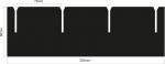 Preview: The image displays a black, rectangular shape with waved edges. It has a height of 80 mm and a width of 253 mm. There are three notches at equal intervals.