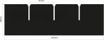 Preview: The image displays a black, rectangular shape with a height of 80 mm and a width of 250 mm. It features three notches, each 51 mm wide, evenly distributed.