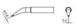 Preview: The image displays a technical drawing of a writing instrument with a curved end. On the left, dimensions of 0.8 and 0.4 are indicated, representing the size of the tip and the mouthpiece.