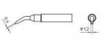 Preview: The image displays a technical drawing of a tool. It features an elongated handle and a curved tip. The dimensions are provided, with a diameter of 0.12 cm.