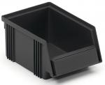 Preview: The image shows a rectangular, black plastic tray with a slanted front. It has side grooves and is suitable for storing small parts.