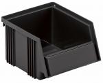 Preview: The image shows a black, rectangular container with an open front. It has vertical grooves on the sides and a beveled back. Ideal for storing small items.