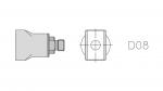 Preview: The image displays a technical drawing of a component in two views: from the side and from above. It shows a rectangular body with a continuous opening. Next to it is 