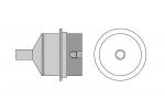 Preview: The image shows a simple technical component. From the side, it has a conical shape with a flat base, and from the top, it is round with a central hole.