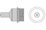 Preview: The image displays a technical drawing of a round socket element with a lateral connection. The upper part is flat and features a small plug. The lower part illustrates the round shape with a central hole.