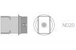 Preview: The image shows a technical drawing of a component. On the left is the side view, on the right the top view with the inscription 