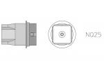 Preview: The image displays a technical drawing of a component. It is visible from the side and from above. The component has a square opening in the center and the label 