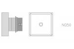 Preview: The image displays a technical drawing of a square object with a central opening. There is a side view and a label 