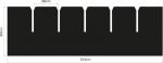 Preview: The image displays a black, rectangular shape with five equally sized cutouts at the top. The dimensions are 253 mm in width and 50 mm in height.