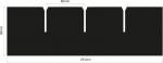 Preview: The image shows a black, rectangular shape measuring 253 mm in width and 80 mm in height. Along the top edge, there are three notches, each 60 mm wide.