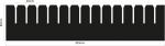 Preview: The image displays a black, rectangular shape with 16 evenly spaced, jagged cutouts along the top edge. The dimensions are 353 mm in width and 80 mm in height.