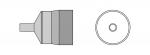 Preview: The image shows two views of a conical object. On the left is the side view with a narrow opening at the end. On the right is the top view showing a circle with a small hole in the center.
