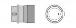 Preview: The image shows two schematic representations: On the left, a cuboid object with a screw, on the right, a round, hollow ring with a small protrusion on the side.