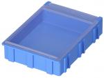 Preview: It is a rectangular, flat box made of blue plastic. It has a transparent lid and a textured surface. Ideal for storing small items.
