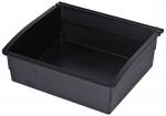 Preview: It is a black, rectangular plastic box without a lid. It has a high, curved front and flat sides, ideal for storage or transport.