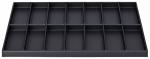 Preview: The image displays a black storage unit with several compartments of equal size. There are a total of 16 compartments, arranged in four rows and four columns.
