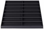 Preview: The image shows a flat, black storage box with several narrow compartments. The compartments are evenly arranged and provide space for organized storage of small items.