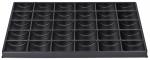 Preview: The image shows a rectangular black tray with 36 semi-circular indentations, arranged in a 6 x 6 grid. The indentations are evenly distributed and provide space for small objects.