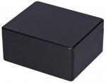 Preview: Das Bild zeigt eine rechteckige, schwarze Box mit einem glatten Deckel. Die Kanten sind leicht abgerundet, und die Oberfläche wirkt glänzend und einheitlich. Die Box ist geschlossen.