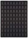 Preview: The image shows a black plastic plate with 100 rectangular indentations, arranged in 10 rows and 10 columns. The indentations are uniform and have clear contours.