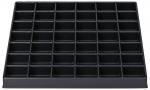 Preview: The image shows a flat, black tray with 36 small compartments arranged in six rows and six columns. Each compartment is rectangular and of equal size.