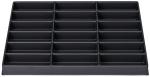 Preview: The image shows a black sorting system with 20 equally-sized rectangular compartments. It is flat and has a sturdy edge, ideal for organizing small items.