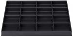 Preview: The image displays a black grid with 24 equal-sized rectangular compartments. It has a flat shape and is likely used for organizing or storing objects.