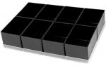 Preview: Das Bild zeigt eine flache Box mit neun gleich großen, quadratischen Fächern. Alle Fächer sind schwarz und in drei Reihen zu je drei Fächern angeordnet. Die Box hat eine klare Unterseite.