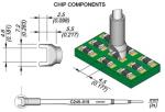 Preview: The image shows a technical drawing of components on a circuit board. There are several small components arranged on a green board piece, with dimensions in mm and inches.
