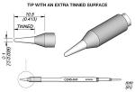 Preview: The image shows a technical drawing of a sharp tip with an additional tinned area. It is slender and has a rounded base. Dimensions are also provided.