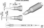 Preview: The image displays a technical drawing of a cable soldering tool. It includes various views and dimensions of the tip used for soldering cables.