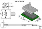 Preview: The image shows a technical drawing of a component with various dimensions. At the top, there is a casing visible, which sits on a green PCB, and below it, there is a tool connected by cables.