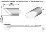 Preview: The image displays technical drawings of soldering tips. One tip has a conical shape with a large contact area. The dimensions are provided, including a detailed sectional view and a top view.