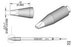 Preview: The image displays a technical drawing of a pen. It has a pointed, conical shape and a labeled area with dimensions that specify lengths and diameters.