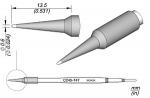 Preview: The image shows a technical drawing of a sharp object with a cylindrical body and a narrow tip. It includes dimensions and a top view.