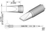 Preview: The image displays technical drawings of a tool or tip. The top left shows dimensions. Below, the tip is seen with a tapered round connection.