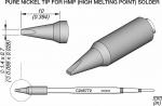 Preview: The image displays technical drawings of a pure nickel soldering tip attachment. The tip has a conical shape, with precise dimensions and a part number on the shaft.