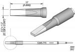 Preview: The image displays technical drawings of a tool attachment. It features a conical shape with dimensions and labeling. There is a top view and a side view.