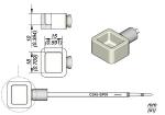 Preview: The image shows a technical drawing of a square sensor with a tube adjoining a square base. It includes measurements in millimeters.