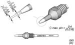 Preview: The image displays a technical drawing of a nozzle element. It consists of a cylindrical body with a narrow, pointed end and includes measurements of diameters and a part number.