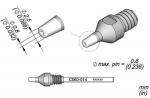 Preview: The image displays technical drawings of a component with various views. It features a conical tip, a cylindrical body, and visible dimensions in millimeters and inches.