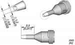Preview: The image shows a technical drawing of a connector. It has a pointed shape, with various views and dimensions. The representation also includes details such as diameter and threading.