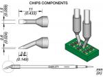 Preview: The image displays technical drawings of chip components. There is a green board with several components and various wire ends in different shapes and sizes. Dimensions are provided.