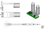 Preview: The image displays technical drawings of a component. It includes front views and dimensions of a flat connector, as well as a PCB with two vertical contacts. Dimensions are provided.