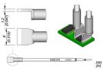 Preview: The image displays a technical drawing of an electronic component. There is a green PCB with two vertical connectors and a length specification with various dimensions.
