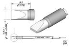 Preview: The image shows a technical drawing of an object, likely a pen or tool. It includes side views and dimensions in millimeters, with a curved handle and a pointed tip.