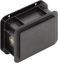Preview: The picture shows a black, rectangular box with slightly rounded edges and a flat lid. There are two holes on the back for mounting. It appears sturdy and functional.