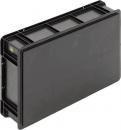 Preview: The image shows a black, rectangular container with a smooth surface and textured sides. It has slightly protruding parts at the corners.